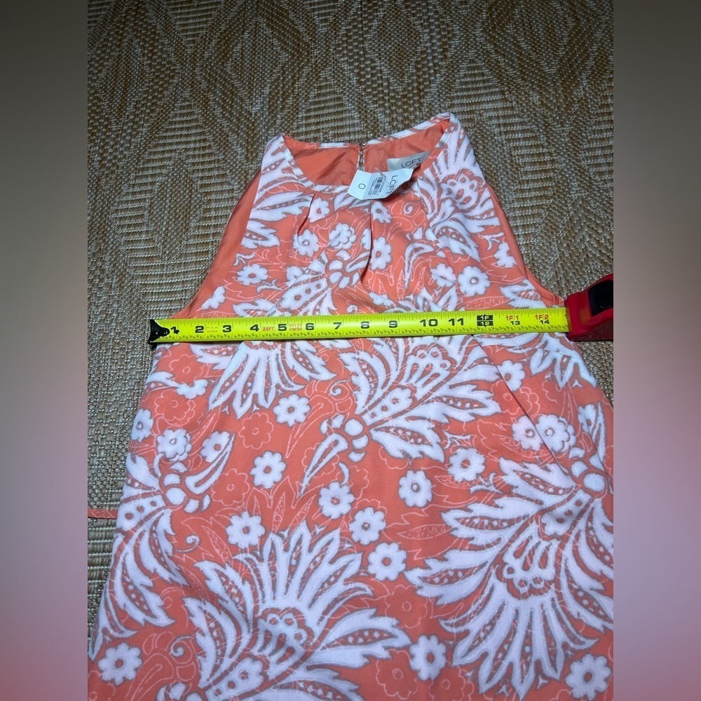 Ann Taylor Loft Coral Paisley Floral Print Lace Trim Halter Dress,Size 0,NWT - Picture 10 of 12